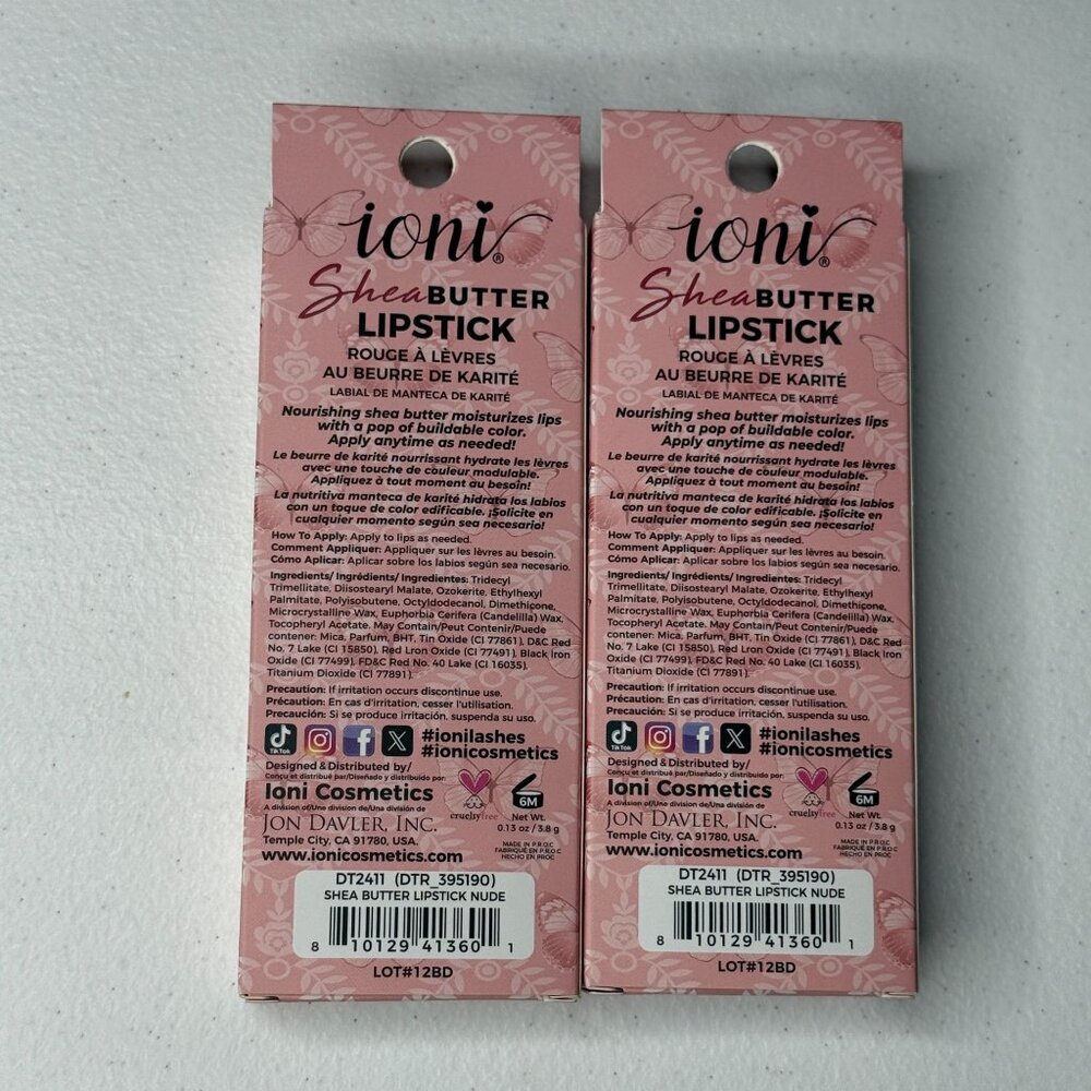 Ioni Shea Butter Lipstick Nude 2 Pack Moisturizing Lip Color - Picture 2 of 7